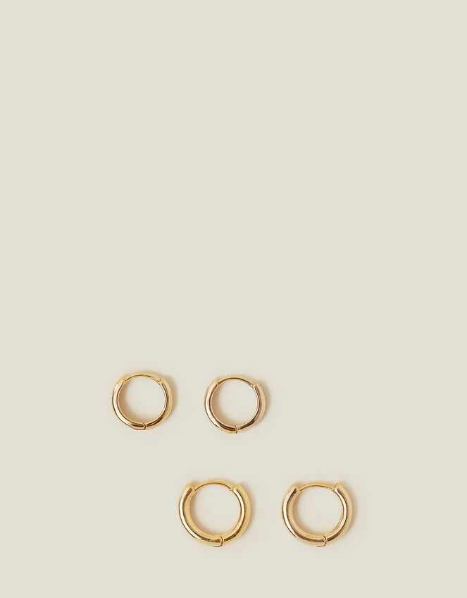 2-Pack 14ct Gold-Plated Hoop Earrings, , large