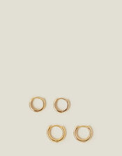 2-Pack 14ct Gold-Plated Hoop Earrings, , large