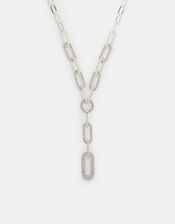 Diamanté Link Lariat Necklace, , large