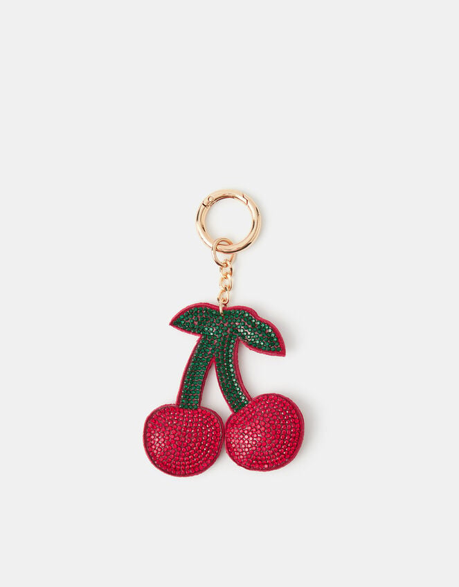 Rhinestone Cherry Bag Charm, , large