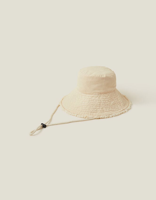 Lace Trim Bucket Hat, Natural (NATURAL), large