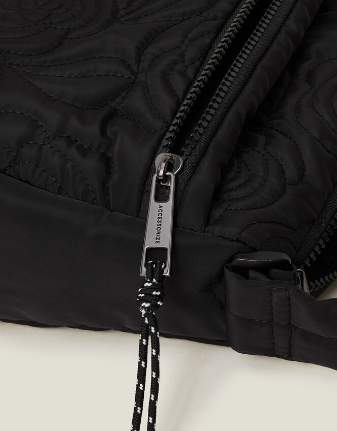 Floral Quilted Camera Bag, Black (BLACK), large