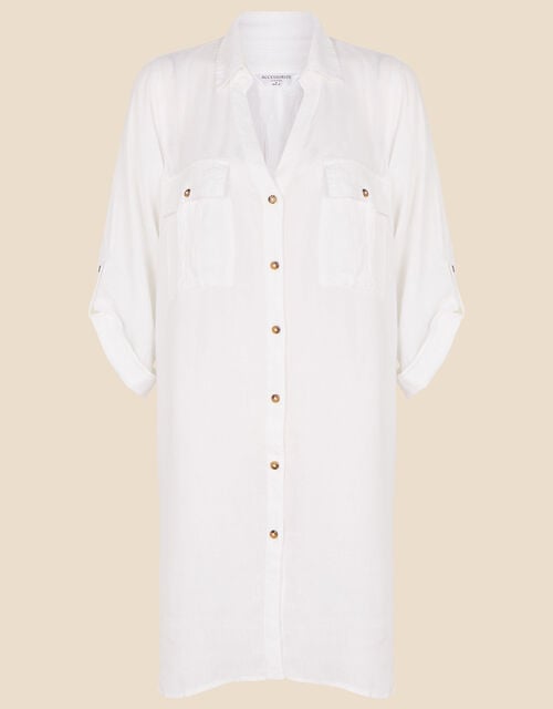 Long Sleeve Beach Shirt with LENZING™ ECOVERO™, White (WHITE), large