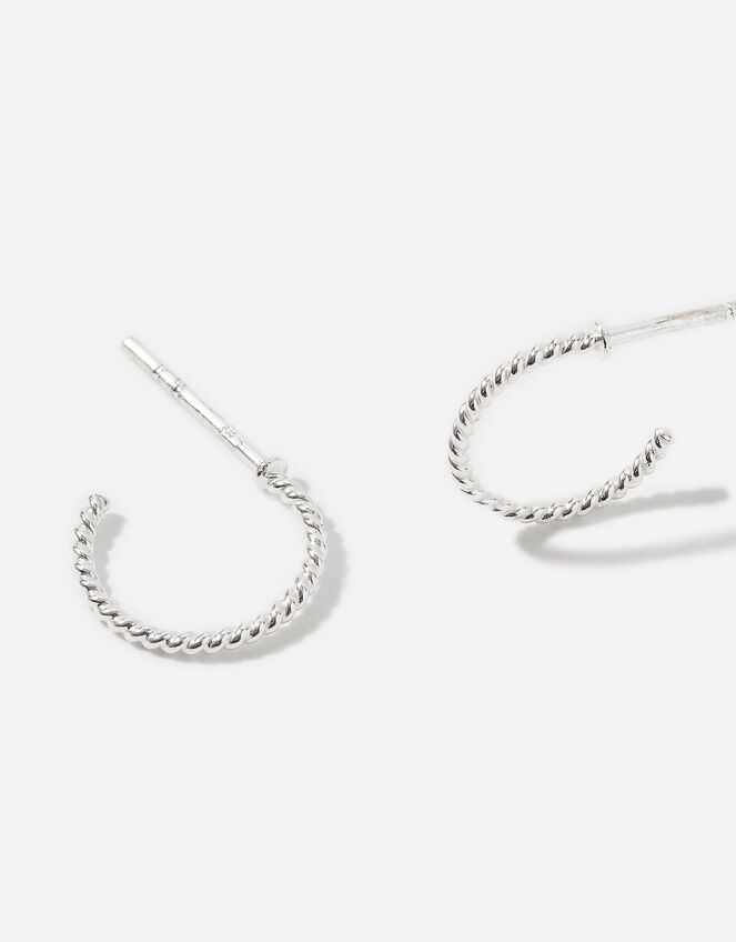 Sterling Silver Twisted Rope Hoops, , large