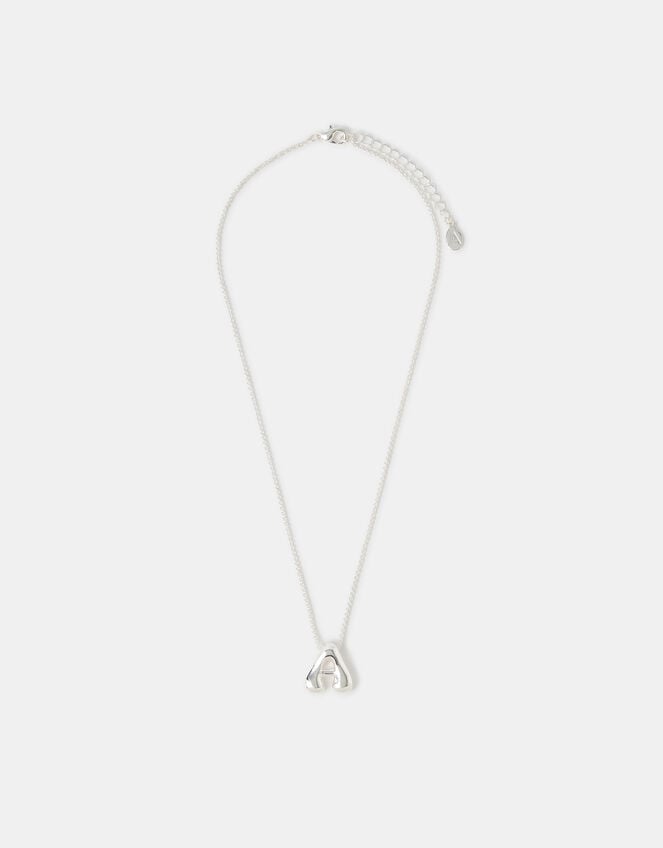 Bubble Initial Pendant Necklace, Silver (SILVER), large