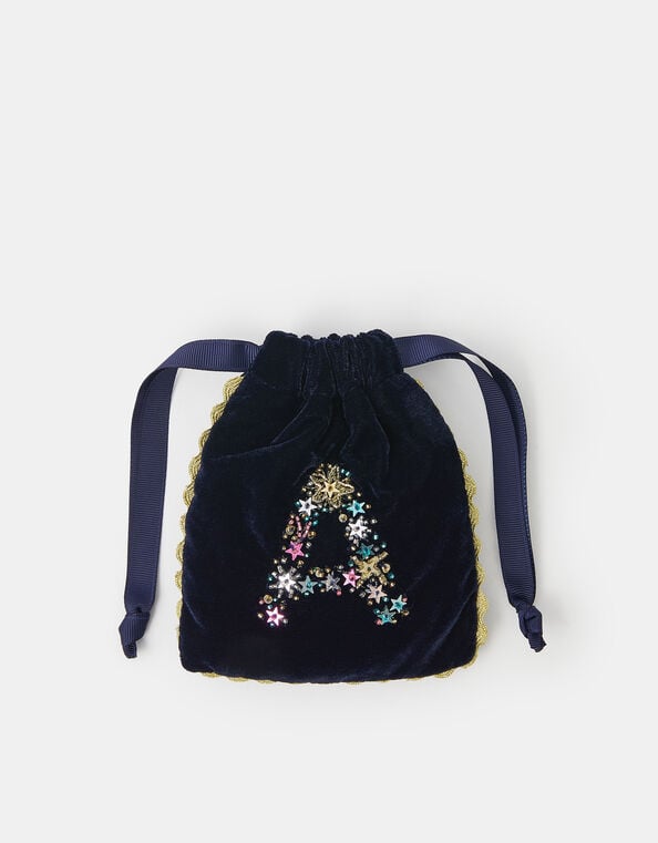 Initial Velvet Drawstring Pouch, Multi (MULTI), large