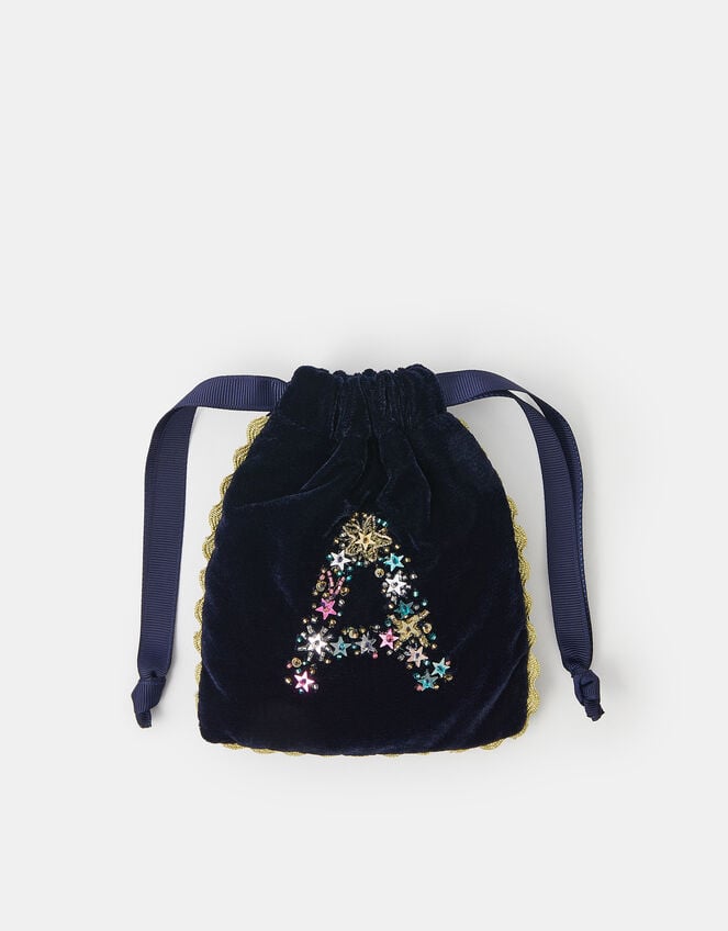 Initial Velvet Drawstring Pouch, Multi (MULTI), large