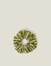 Leafy Block Print Hair Scrunchie, , large