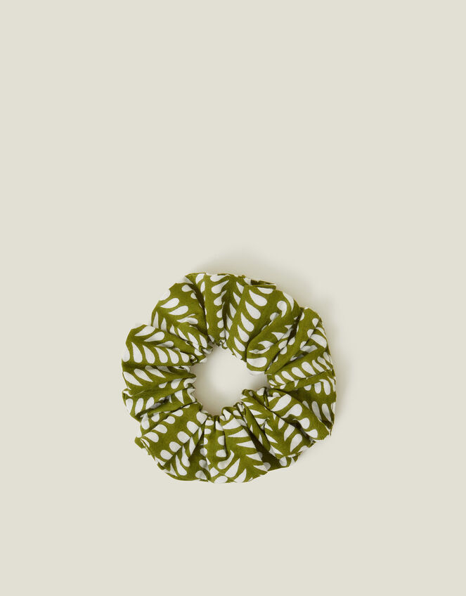 Leafy Block Print Hair Scrunchie, , large