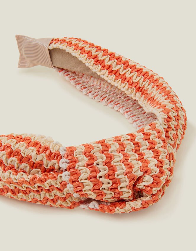 Stripe Raffia Headband, , large