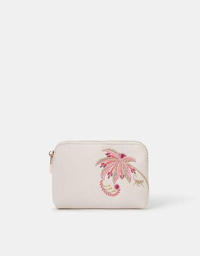 Embroidered Palm Tree Coin Purse, , large