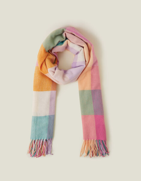 Woven Colour Block Blanket Scarf, , large