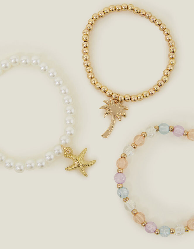3-Pack Girls Star Fish Beaded Bracelets, , large