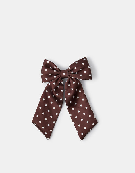 Polka Dot Bow Barrette Hair Clip, , large