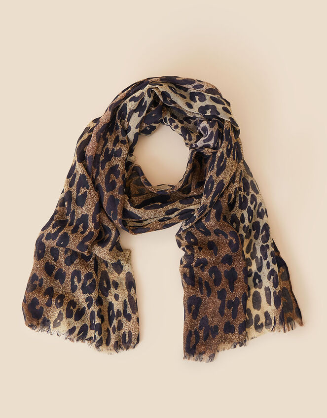 Leopard Print Lightweight Scarf in Recycled Polyester Lightweight