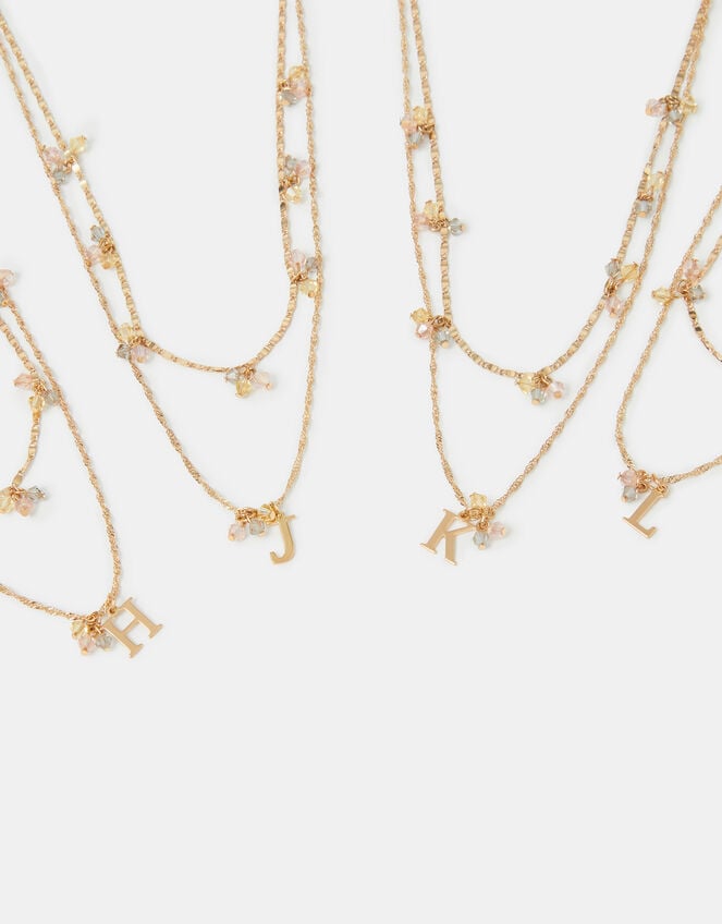 2-Pack Initial Cluster Pendant Necklaces, Gold (GOLD), large