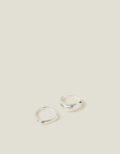 2-Pack Sterling Silver-Plated Molten Rings, Silver (ST SILVER), large