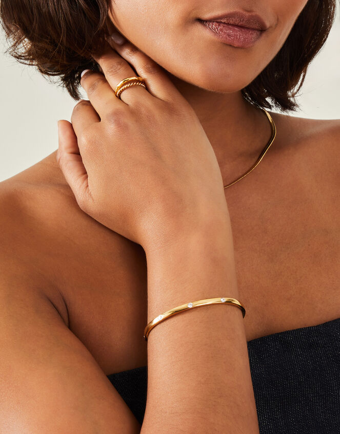 14ct Gold-Plated Stainless Steel Bangle, , large