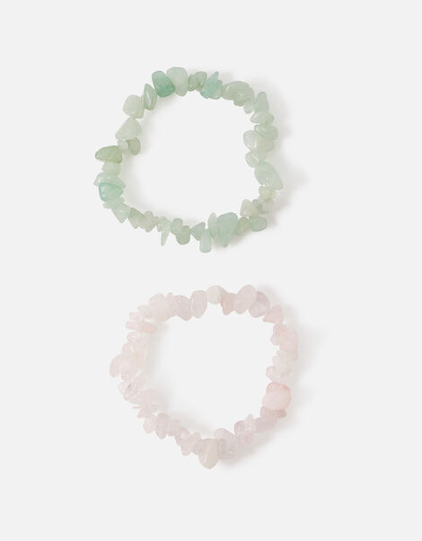 Raw Cut Stone Stretch Bracelet Set of Two, , large