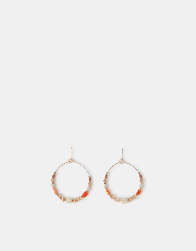 Beaded Hoop Mid Drop Earrings, , large