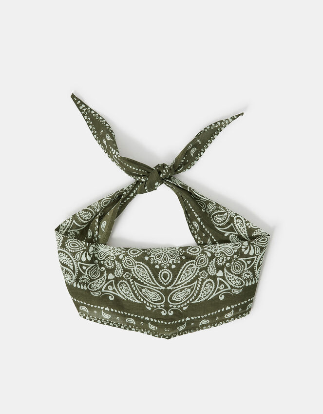 Bandana Neckerchief Scarf, Green (KHAKI), large