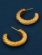 14ct Gold-Plated Twist Chunky Hoop Earrings, , large