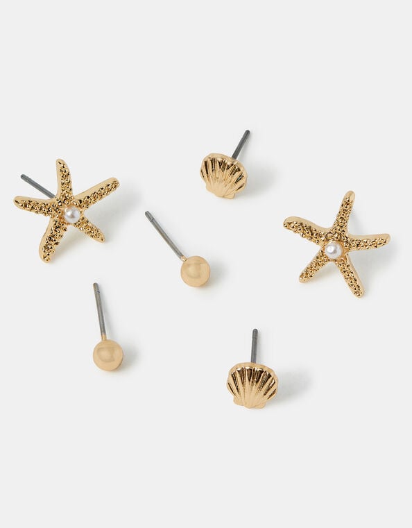3-Pack Starfish Stud Earrings, , large