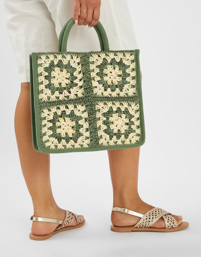 Crochet Raffia Handbag, , large