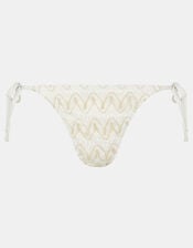 Crochet Tie Side Bikini Bottoms, White (WHITE), large