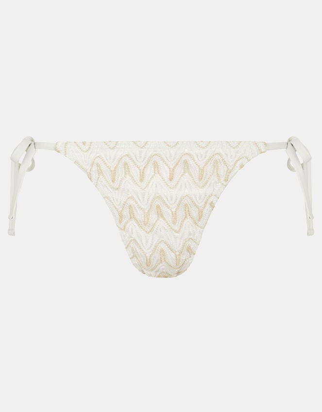 Crochet Tie Side Bikini Bottoms, White (WHITE), large