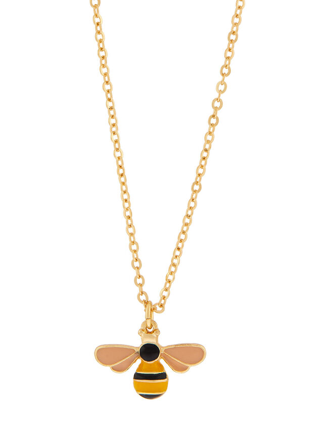 Enamel Bee Pendant Necklace, , large