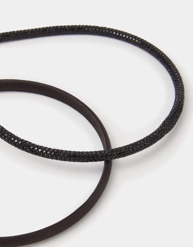 2-Pack Slim Rhinestone Satin Headbands, , large