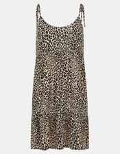 Leopard Print Mini Dress, Black (BLACK WHITE), large