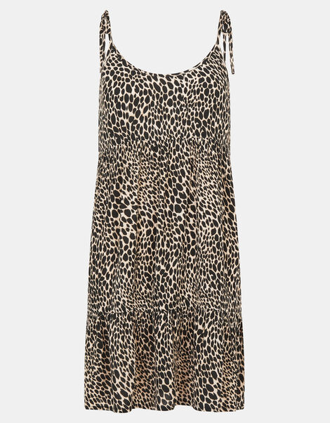 Leopard Print Mini Dress, Black (BLACK WHITE), large