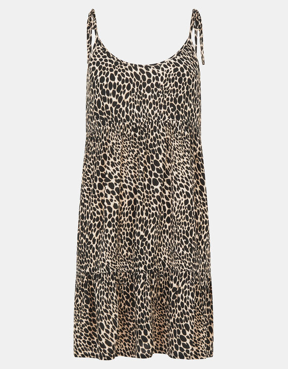Leopard Print Mini Dress, Black (BLACK WHITE), large