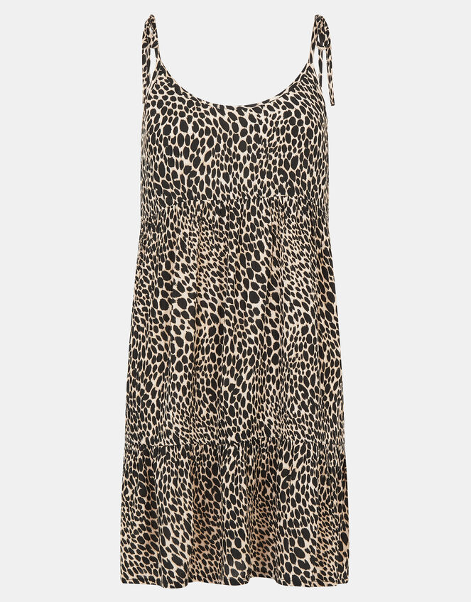 Leopard Print Mini Dress, Black (BLACK WHITE), large