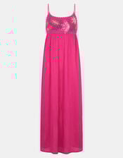 Tie Back Embroidered Midi Dress, Pink (PINK), large