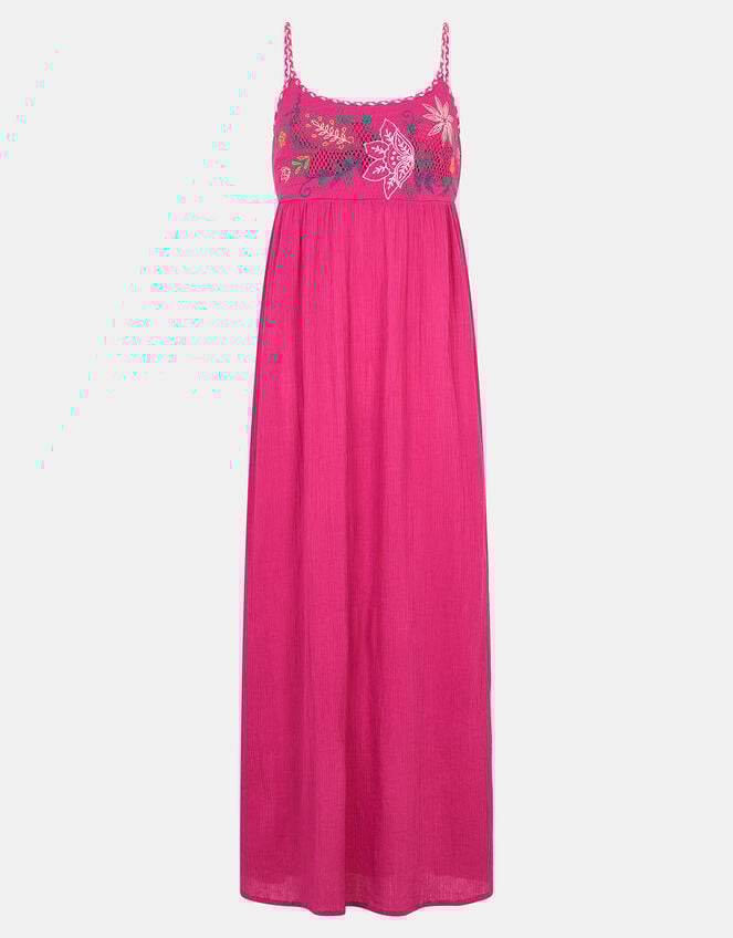 Tie Back Embroidered Midi Dress, Pink (PINK), large
