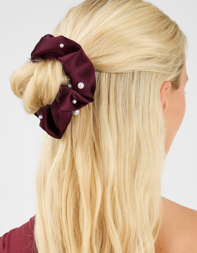 Pearl Satin Scrunchie, , large