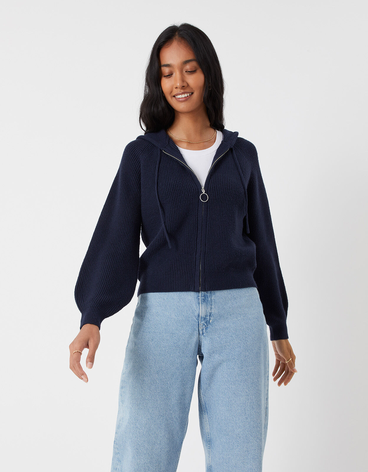 Knitted zip shop up hoodie womens