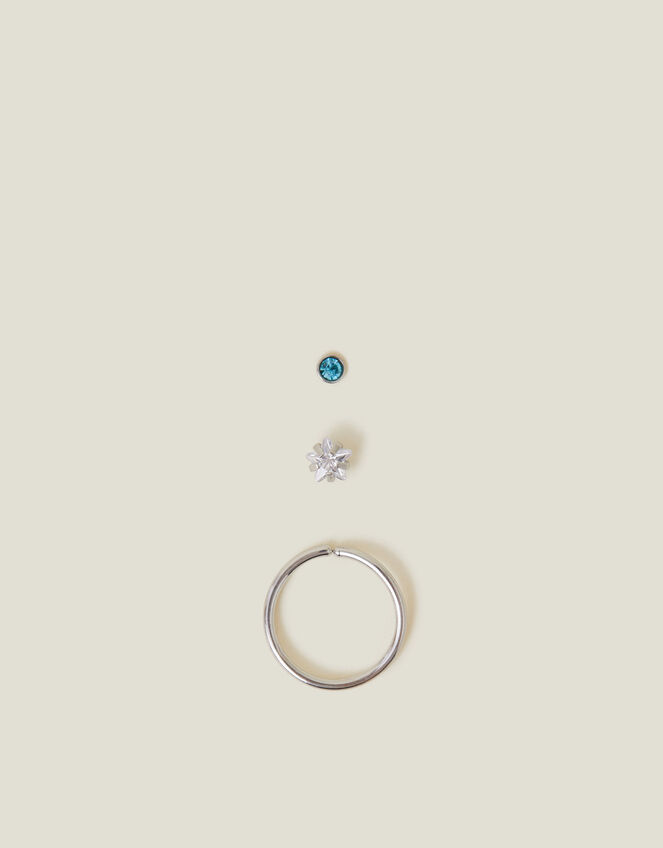 3-Pack Platinum-Plated Surgical Steel Nose Studs, , large