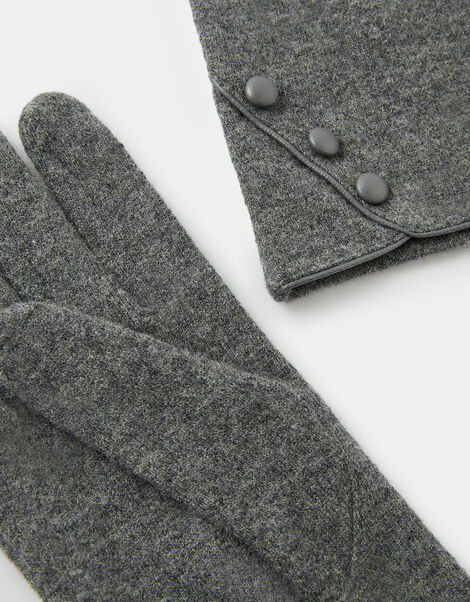 Button Gloves in Wool Blend Grey, Grey (GREY), large