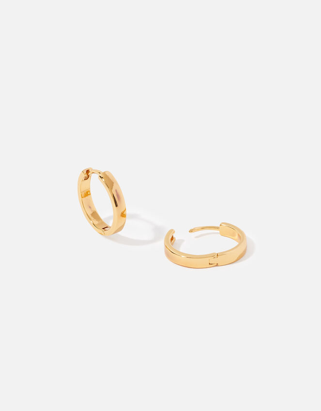 Gold-Plated Square Edge Hoop Earrings, , large