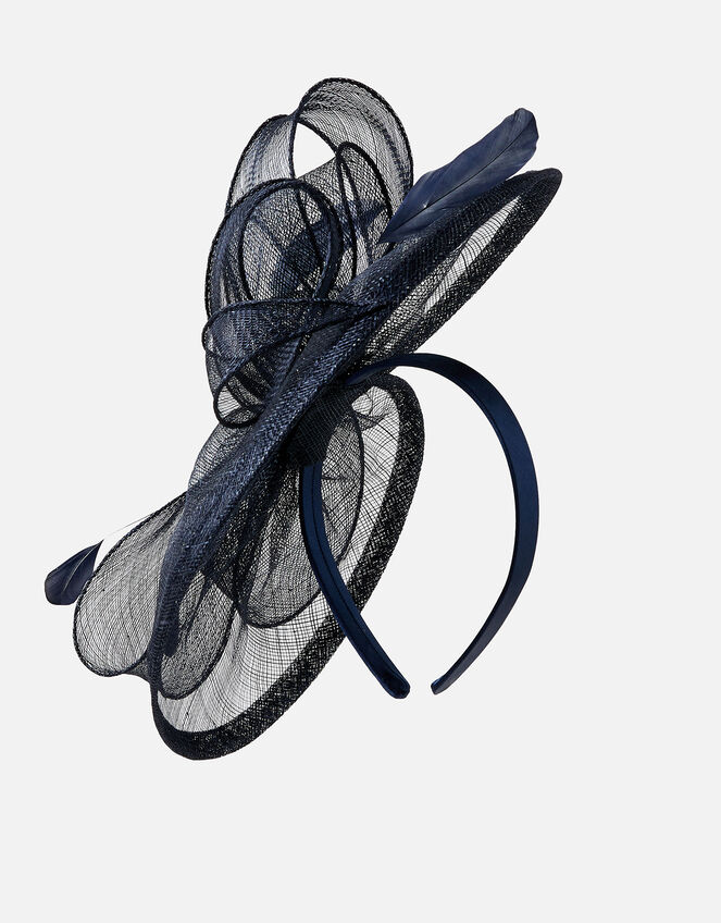 Mimsy Sin Bow Band Fascinator , Blue (NAVY), large