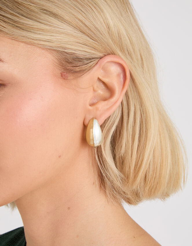 Mixed Metal Curve Drop Earrings, , large