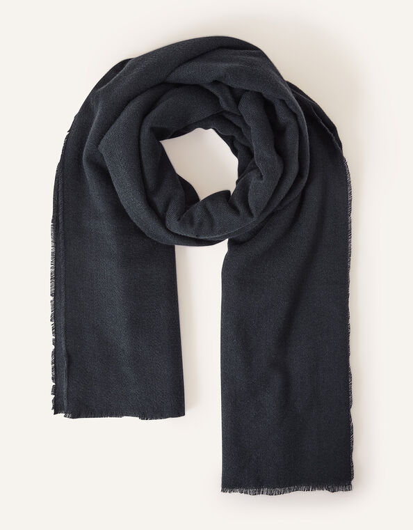 Monogram Blanket Shawl - Oversized Square Black Scarf