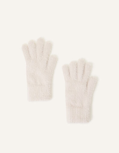 Super-Stretch Fluffy Knit Gloves, Natural (NATURAL), large