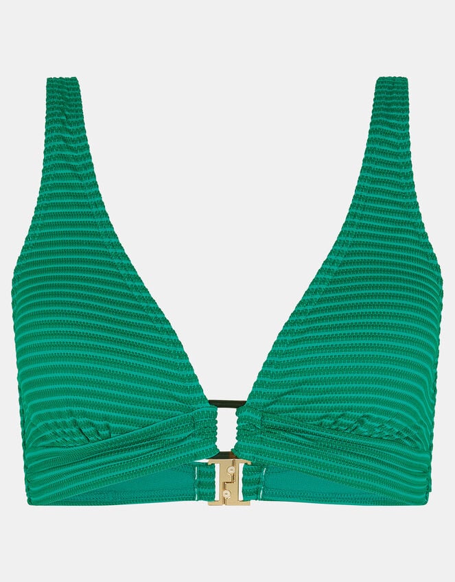 Stripe Texture Bikini Top, Green (GREEN), large
