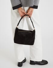 Braided Strap Suede Shoulder Bag, , large