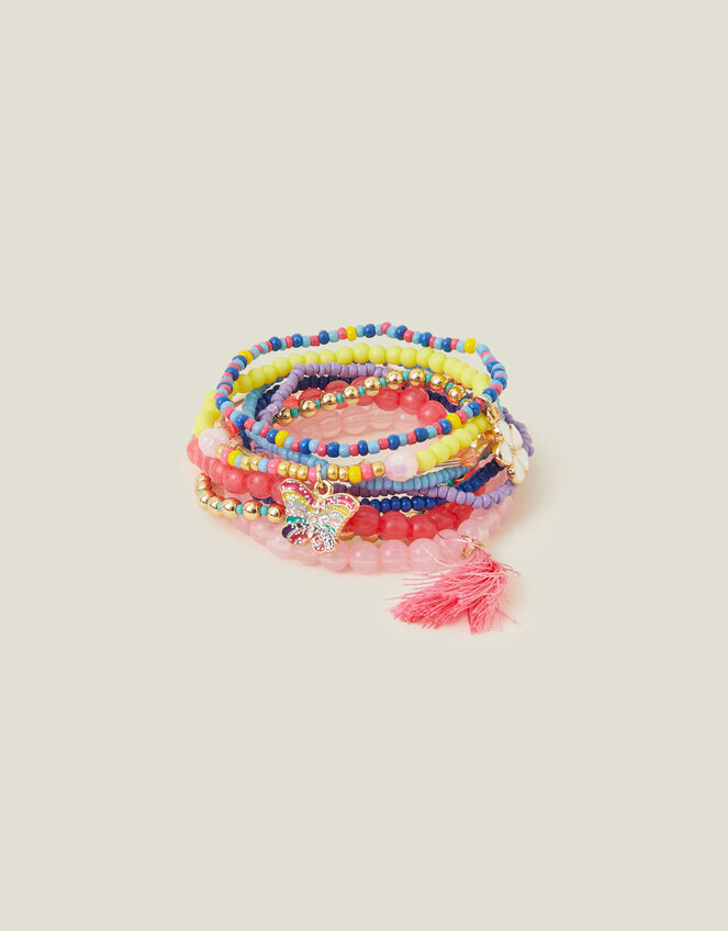 Girls Flower Bead Bracelets Multipack, , large